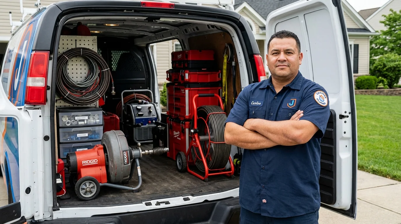Professional drain cleaning equipment and Johns Plumbing LLC plumber in Tenaha