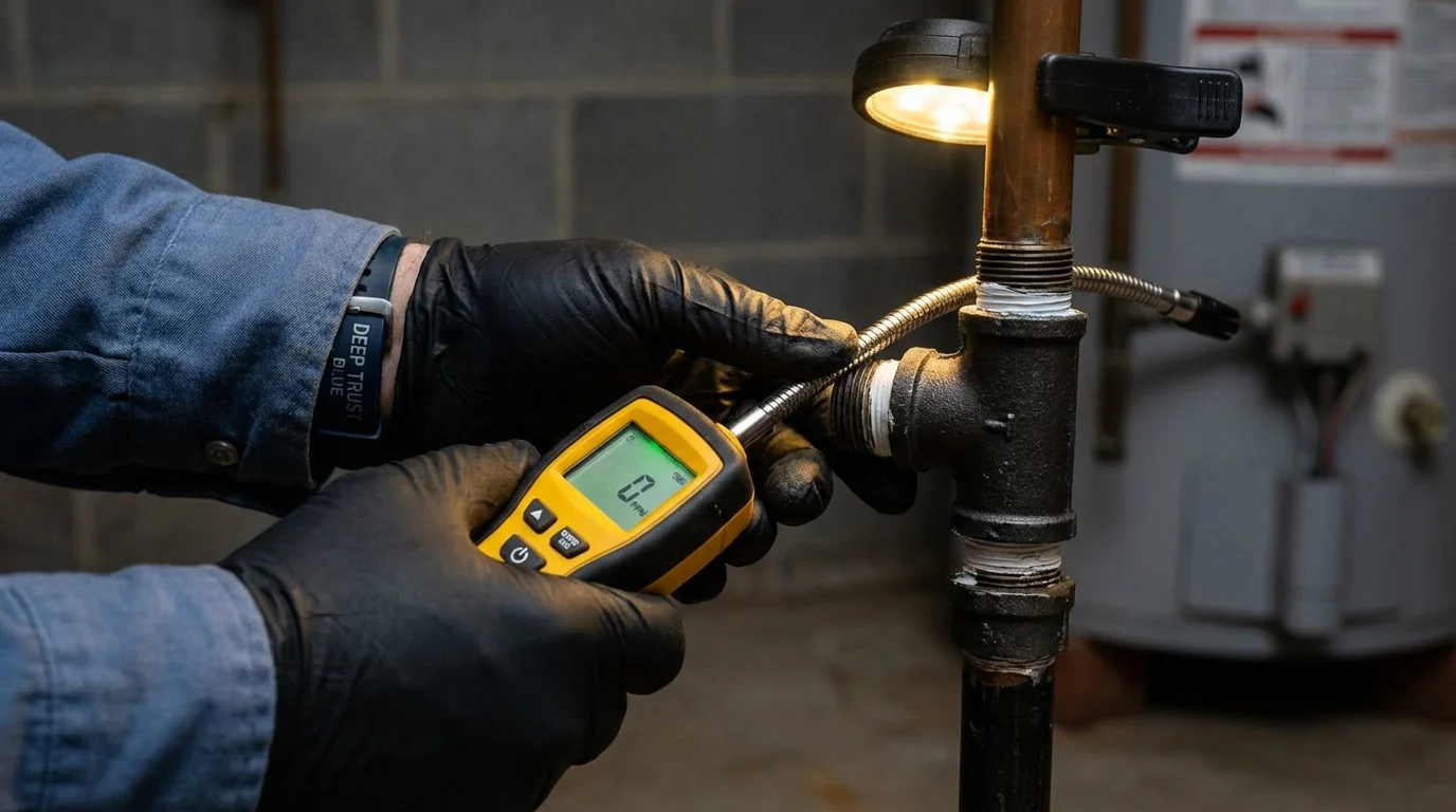 Gas leak detection with electronic sniffer by Johns Plumbing LLC in Tenaha